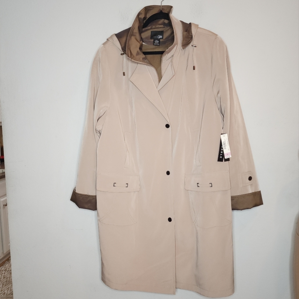 NWT East 5th Removable Liner Tan Trench Coat‎ Women's Size 2X Knee Length JCP